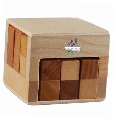 Wooden Sliding Cube Puzzle