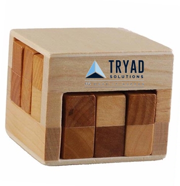 Wooden Sliding Cube Puzzle