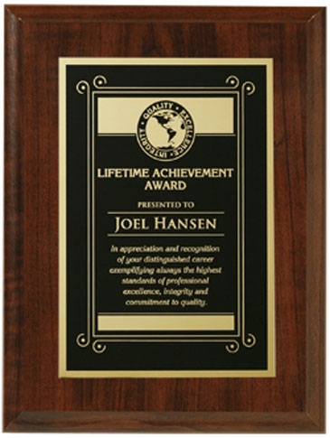 Econo Cherry Plaque 6" x 8" with Lasered Plate