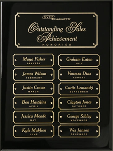 Black Piano Finish Perpetual Plaque 9" x 12"