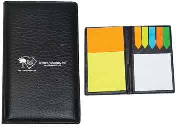 Leather Look Padfolio With Sticky Note Pads & Flags