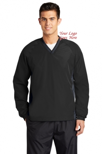 Sport-Tek® Tipped V-Neck Raglan Wind Shirt