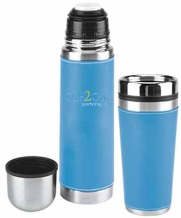 Leatherette Tumbler/ Vacuum Bottle Set