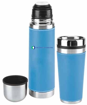 Leatherette Tumbler/ Vacuum Bottle Set