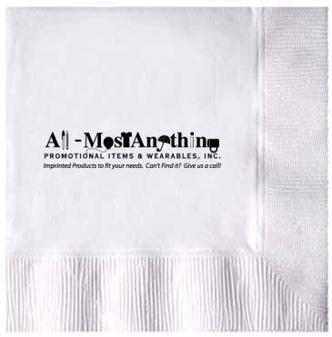 White 3-ply Beverage Napkins, Coin Edge Embossed