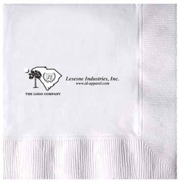White 3-ply Beverage Napkins, Coin Edge Embossed