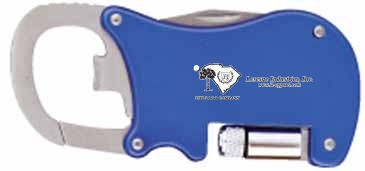 Bottle Opener Carabiner With Flashlight & Knife