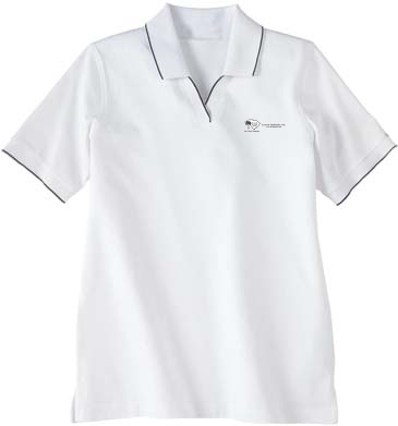 Ladies' Johnny Collar Jersey Polo With Pencil Stripe