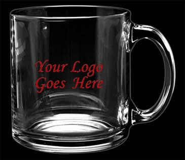 13 oz. Clear Glass Coffee Mug - Deep Etched