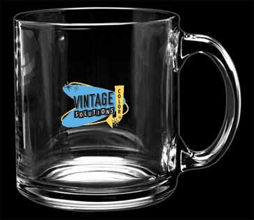 13 oz. Clear Glass Coffee Mug - Deep Etched