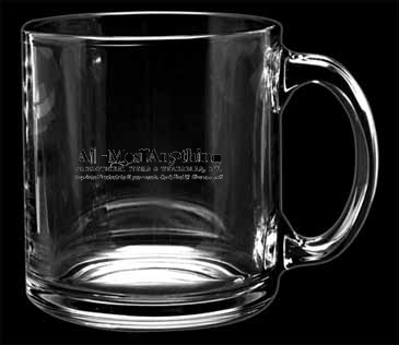 13 oz. Clear Glass Coffee Mug - Deep Etched