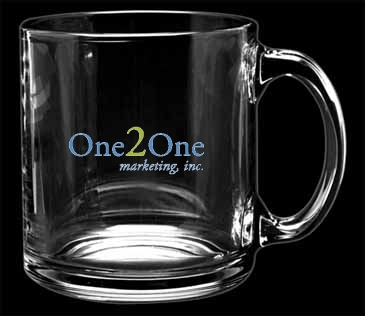 13 oz. Clear Glass Coffee Mug - Deep Etched