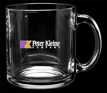 13 oz. Clear Glass Coffee Mug - Deep Etched
