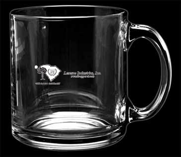 13 oz. Clear Glass Coffee Mug - Deep Etched
