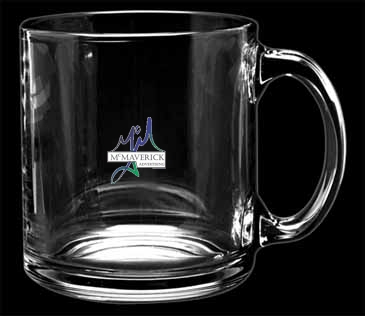 13 oz. Clear Glass Coffee Mug - Deep Etched
