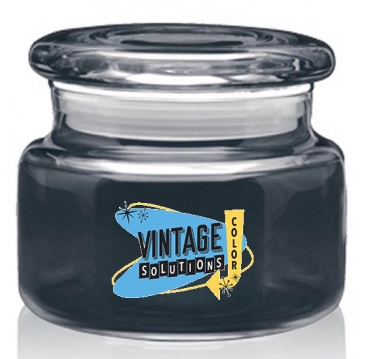 8 oz. Apothecary Jar with Flat Lid - Deep Etched