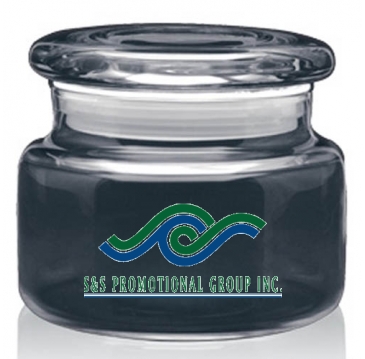 8 oz. Apothecary Jar with Flat Lid - Deep Etched