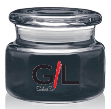 8 oz. Apothecary Jar with Flat Lid - Deep Etched
