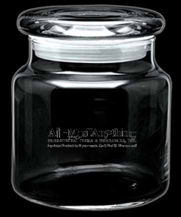 16 oz. Apothecary Jar with Flat Lid - Deep Etched