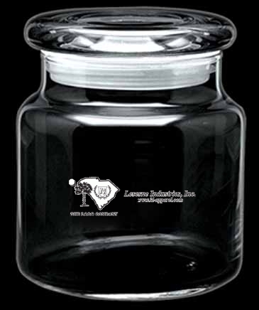 16 oz. Apothecary Jar with Flat Lid - Deep Etched