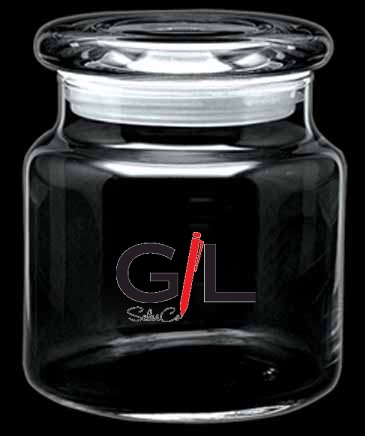 16 oz. Apothecary Jar with Flat Lid - Deep Etched