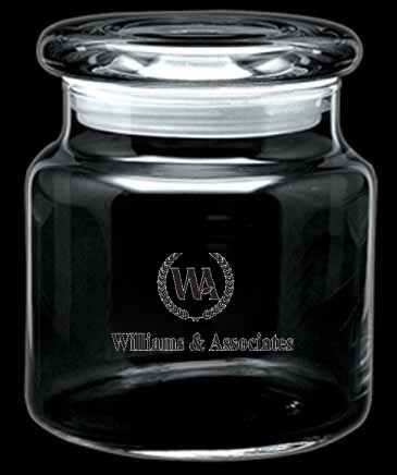 16 oz. Apothecary Jar with Flat Lid - Deep Etched