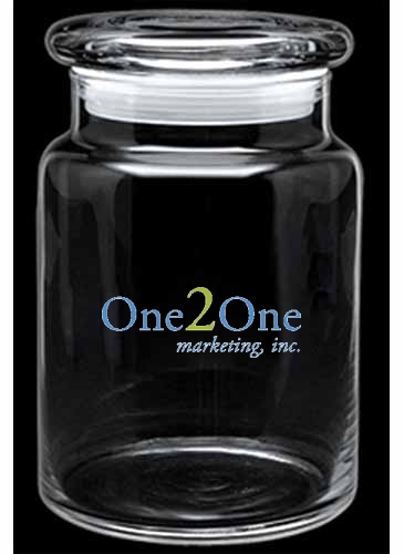 26 oz. Apothecary Jar with Flat Lid - Deep Etched