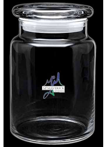 26 oz. Apothecary Jar with Flat Lid - Deep Etched