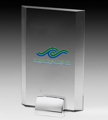 Rectangular Beveled Award w/ Chrome Base