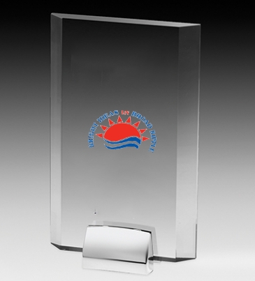 Rectangular Beveled Award w/ Chrome Base