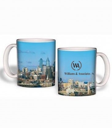 White Mug (15 Oz., Philadelphia Night Skyline Mug Sublimated)
