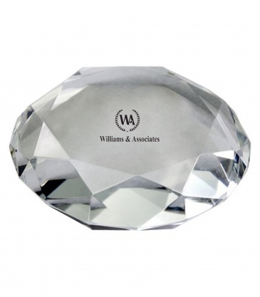 3 1/2" Round Faceted Paperweight