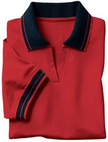 Ladies' Pique Polo With Textured Stripe Trim