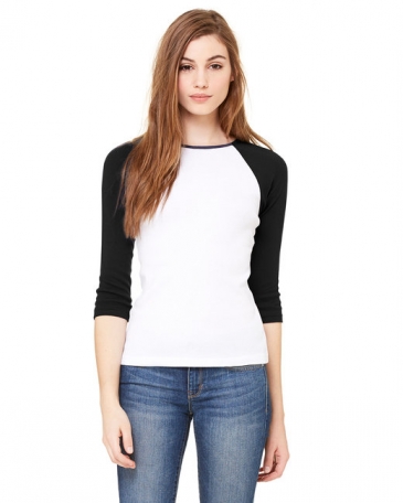 Bella + Canvas Ladies' Baby Rib Three-QuarterSleeve Contrast Ragl