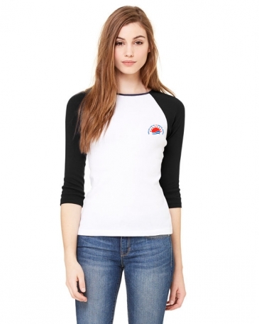 Bella + Canvas Women’s 1X1 Baby Rib Raglan Three-Quartetrast Ragl