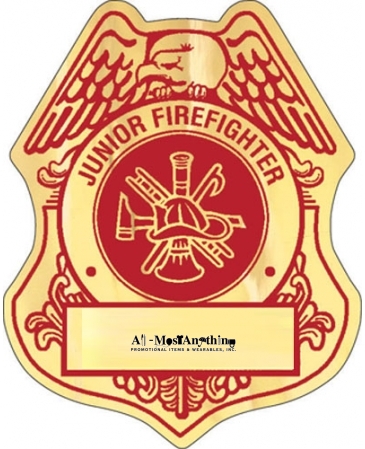 Badge Sticker on Roll | Firefighter | 2 1/2" x 3 1/8" | Foil Pape