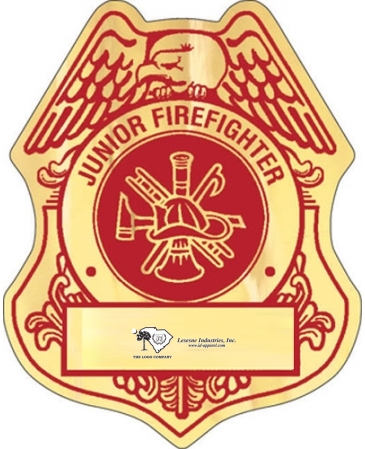 Badge Sticker on Roll | Firefighter | 2 1/2" x 3 1/8" | Foil Pape