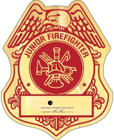 Badge Sticker on Roll | Firefighter | 2 1/2" x 3 1/8" | Foil Pape