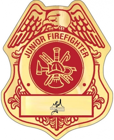 Badge Sticker on Roll | Firefighter | 2 1/2" x 3 1/8" | Foil Pape