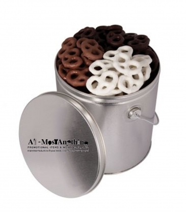 One Gallon Tin with Choc Mini Pretzels
