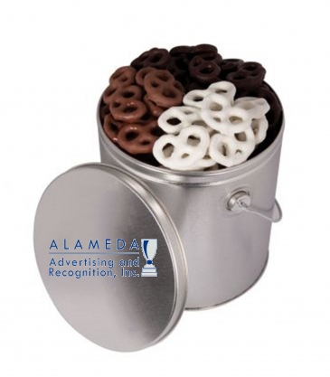 One Gallon Tin with Choc Mini Pretzels