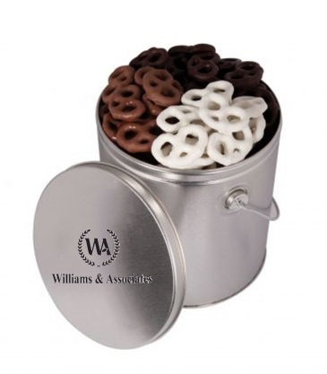 One Gallon Tin with Choc Mini Pretzels