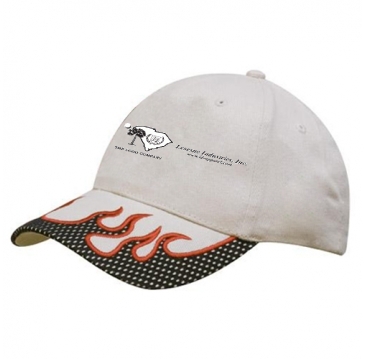 Brushed Heavy Cotton with Mesh Peak Trim & Flame Embroidery