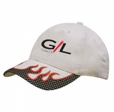 Brushed Heavy Cotton with Mesh Peak Trim & Flame Embroidery
