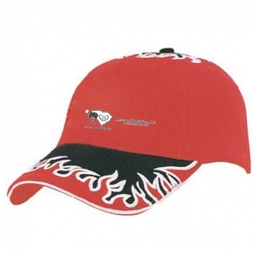 Brushed Heavy Cotton with Flame Embroidery to Peak and Crown