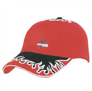 Brushed Heavy Cotton with Flame Embroidery to Peak and Crown