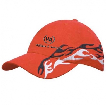 Brushed Heavy Cotton with Flame Embroidery to Peak & Crown