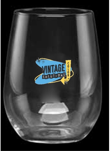 9 oz. Stemless White Wine - Deep Etched