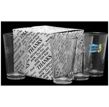 16 oz. Thank You Set of 4 Mixing Glasses- Etch