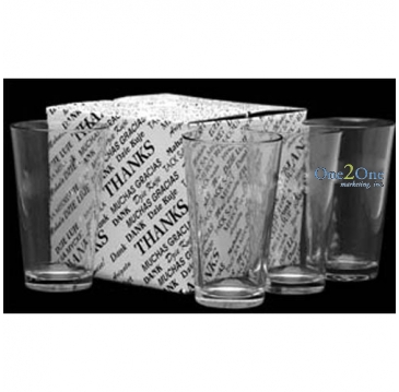 16 oz. Thank You Set of 4 Mixing Glasses- Etch